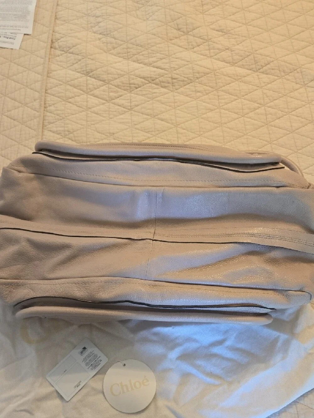 AUTHENTIC Chloé Soft Taupe Leather Shoulder Bag with Gold Hardware